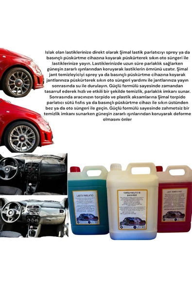 Şimal otokimya market 3'LÜ ARABA TEMİZLEME SETİ/OTO BAKIM SETİ 5 LT - 2