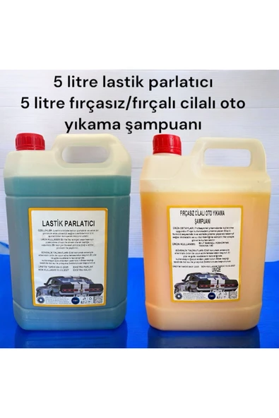 Şimal otokimya market 2'li araba temizleme seti/ oto bakım seti 5 litrelik oto yıkama şampuanı, lastik parlatıcı