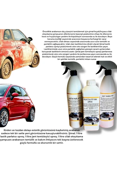 Şimal otokimya market ARABA TEMİZLEME SETİ/ OTO BAKIM SETİ 3'LÜ EFSANE SET - 2
