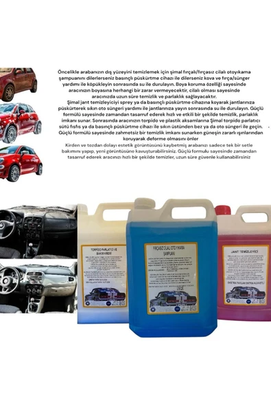 Şimal otokimya market 3'lü Araba Temizleme Seti/oto Bakım Seti 5 Lt - 2