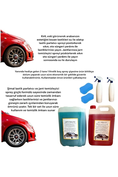 Şimal otokimya market Araba Temizlik Seti/ Oto Bakım Seti Lastik Parlatıcı Jant Temizleyici 5lt *hediyeli* - 2
