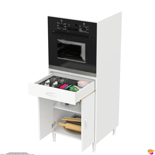 Modilayn BELEK Ankastre Dolap (60x152.3x56 cm): 1 çekmece, 2 kapak, 2 göz raflı kullanışlı tasarım - 5