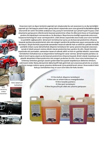 Şimal otokimya market 5'Lİ FULL ARABA TEMİZLEME SETİ/OTO BAKIM SETİ 5 LİTRELİK - 2