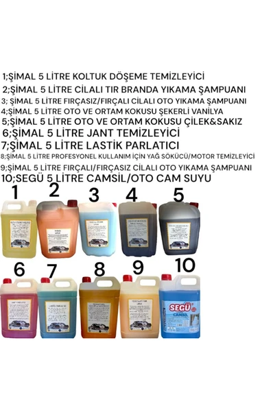 Şimal otokimya market ARABA TEMİZLEME SETİ/OTO BAKIM SETİ KENDİ SETİNİ OLUŞTUR 5 ADET 5 LİTRELİK - 2