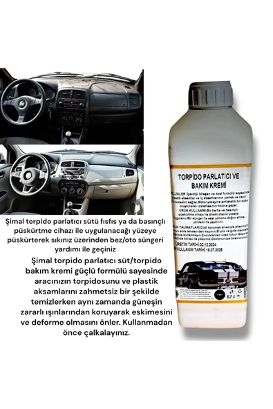 Şimal otokimya market TORPİDO PARLATICI VE BAKIM KREMİ/ TORPİDO PARLATICI SÜT 1LT - 2