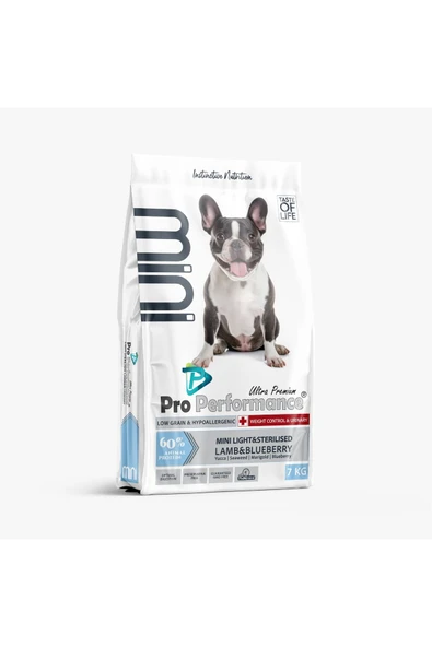Light & Kısırlaştırılmış Mini Irk Kuzu Etli ve Yaban Mersinli Köpek Maması 7 Kg