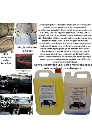 Şimal otokimya market 2'Lİ ARABA TEMİZLEME SETİ/OTO BAKIM SETİ 5LT - 2