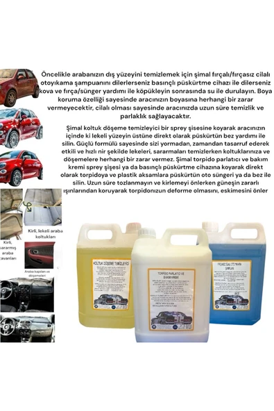 Şimal otokimya market 3'lü Araba Temizleme Seti/oto Bakım Seti 5 Litrelik - 2