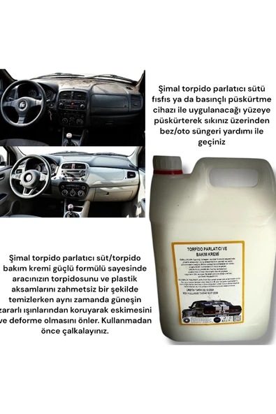 Şimal otokimya market Torpido Parlatıcı Süt/ Torpido Bakım Kremi 5 Lt - 2