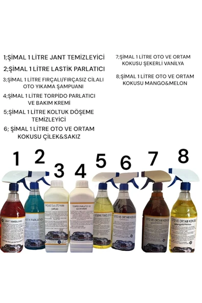Şimal otokimya market ARABA TEMİZLEME SETİ/ OTO BAKIM SETİ KENDİ SETİNİ OLUŞTUR 4 ADET 1 LİTRELİK - 2