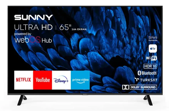 Sunny SN65FMN252 Frameless 4K Ultra HD 65" 165 Ekran Uydu Alıcılı webOS Smart LED TV