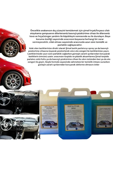Şimal otokimya market 3'lü Araba Temizleme Seti/oto Bakım Seti 5 Lt - 2