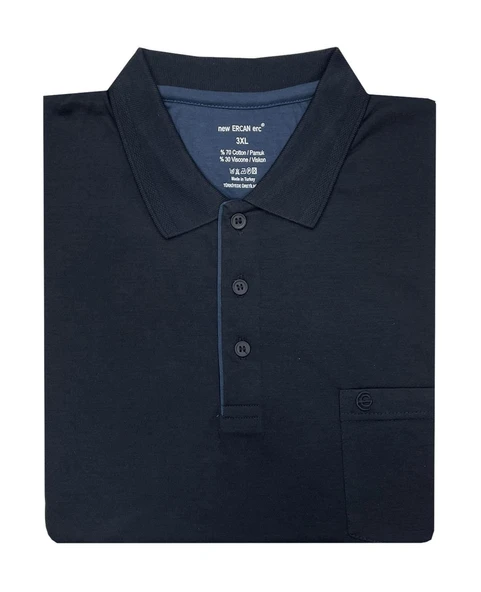 Ercan Büyük Beden Yakalı Klasik Kısa Kol Cepli Erkek Tişört 7344