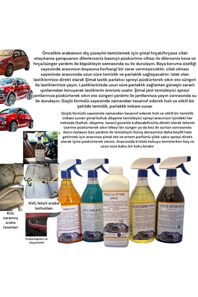 Şimal otokimya market 5'Lİ ARABA TEMİZLEME SETİ/OTO BAKIM SETİ 1 LİTRELİK - 2