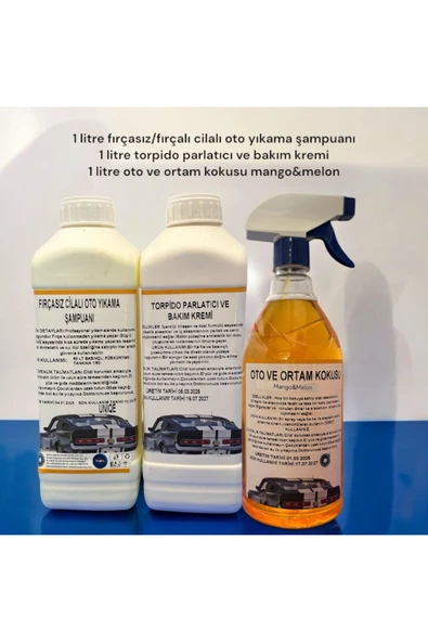 Şimal otokimya market 3'lü araba temizleme seti/oto bakım seti 1 litrelik