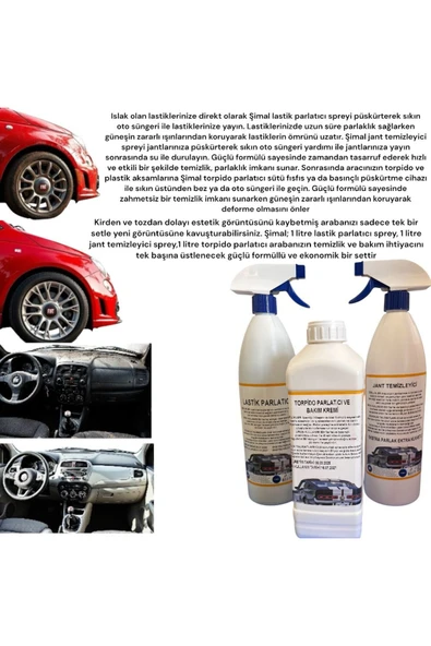 Şimal otokimya market 3'LÜ ARABA TEMİZLEME SETİ/OTO BAKIM SETİ 1 LT - 2
