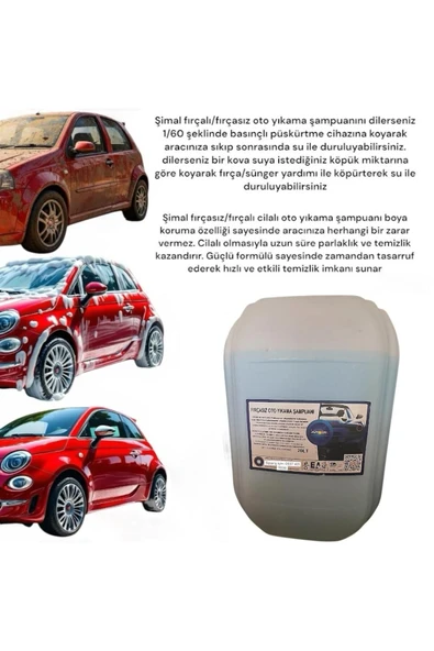 Şimal otokimya market FIRÇALI/FIRÇASIZ CİLALI OTO YIKAMA ŞAMPUANI 20 LİTRE EKO MAVİ - 2