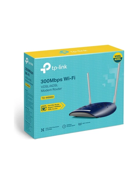 TP-Link TD-W9960  WiFi 4 VDSL/ADSL Modem Router  2 Harici Anten  300 Mbps  4 Ethernet Portu  Kolay Kurulum  Dual Band Desteği - 4