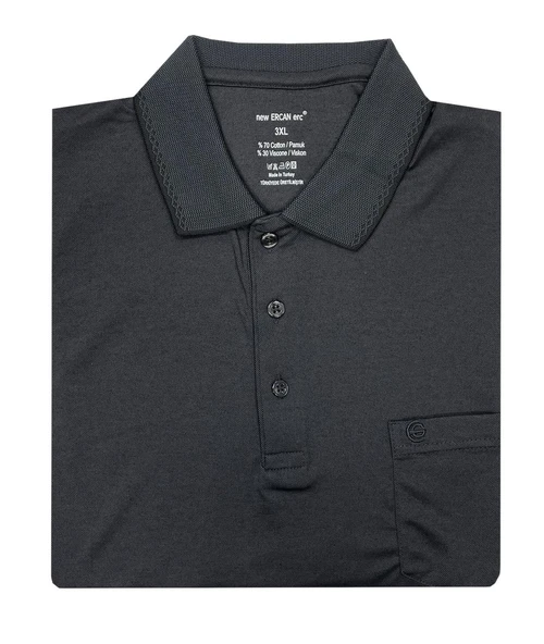 Ercan Büyük Beden Yakalı Klasik Kısa Kol Cepli Erkek Tişört 7344 - 2