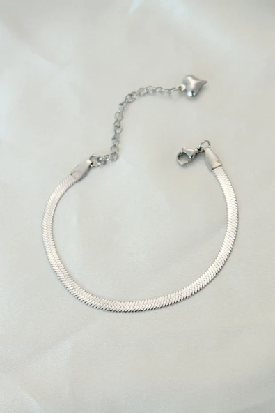 316L Çelik Gümüş Renk İtalyan Zincirli Bileklik ürün görseli 1