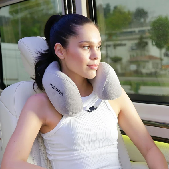 Viscofoam Comfy Ortopedik Seyahat Yastığı Visco Boyun Destekli Seyahat Yastığı - Gri  Ergo Travel - Resim 3