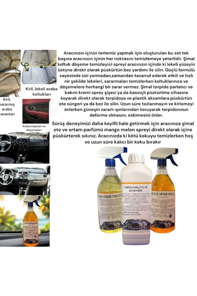 Şimal otokimya market 3'LÜ ARABA TEMİZLEME SETİ/OTO BAKIM SETİ 1 LT - 2