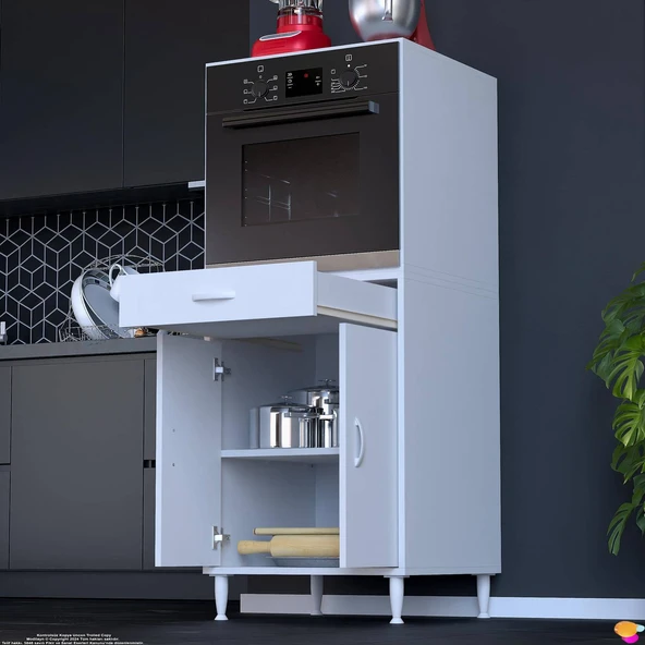 Modilayn BELEK Ankastre Dolap (60x152.3x56 cm): 1 çekmece, 2 kapak, 2 göz raflı kullanışlı tasarım - 2