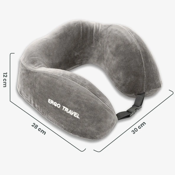 Viscofoam Comfy Ortopedik Seyahat Yastığı Visco Boyun Destekli Seyahat Yastığı - Gri  Ergo Travel - Resim 2
