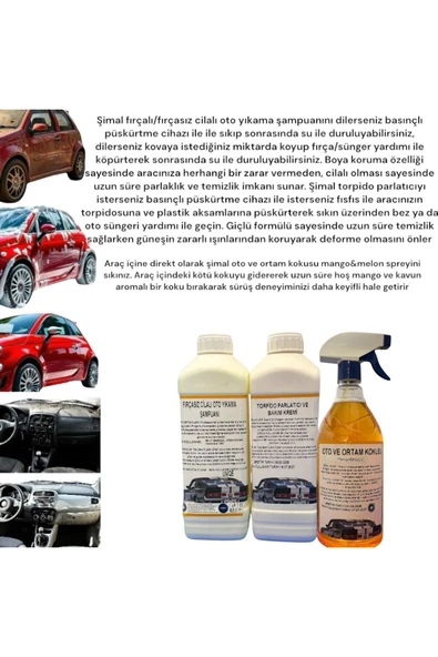 Şimal otokimya market 3'lü araba temizleme seti/oto bakım seti 1 litrelik - 2