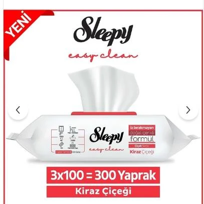 Sleepy Easy Clean Kiraz Çiçeği Yüzey Temizlik Havlusu&mendili 3x100 (300 YAPRAK) - 1