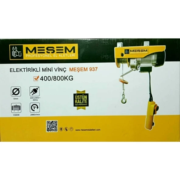 MEŞEM ELEKTRİKLİ MİNİ VİNÇ 600/1200 KG