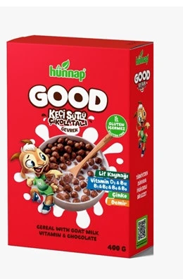 HÜNNAP GOOD KEÇİ SÜTLÜ ÇİKOLATALI GEVREK 400GR GLUTEN İÇERMEZ ürün görseli 1