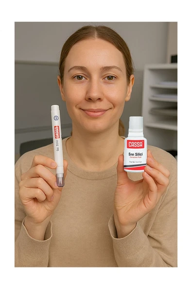 Sıvı Silici Daksil 4 Adet Cassa 18 ml Fırçalı Sıvı Düzeltici Daksil Yazı Düzeltici Okul Ofis Büro Fırça Uçlu Daksil - 3