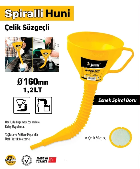 SGS SPİRELLİ HUNİ 1,2 LT (ÇELİK SÜZGEÇLİ) - 2