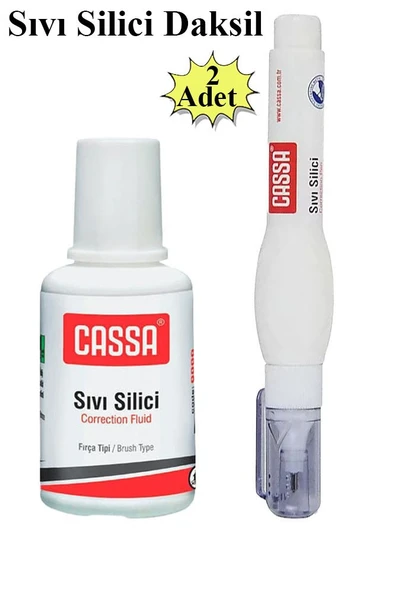 Sıvı Silici Daksil ve Kalem Daksil 2 Adet Cassa Fırçalı Sıvı Düzeltici Daksil Yazı Düzeltici Okul Ofis Büro Fırça Uçlu