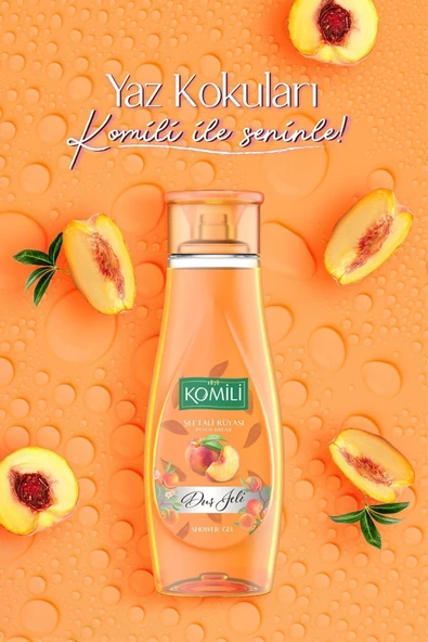 Komili Şeftali Rüyası Vegan Duş Jeli 4'lü Set - Şeftali Ve Yaz Meyveleri Kokulu - 4 X 500 ML - Resim 3