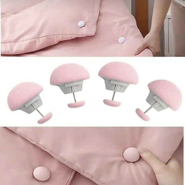Mucit Home  Pratik 4'lü Mantar Şeklinde Yorgan Çarşaf Kılıf  Sabitleme İğnesi Düğmeli Klips - 2
