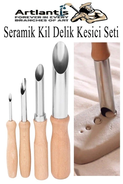 Seramik Kil Başlangıç Seti Ebeşuar Çift Taraflı Dip Alma Delik Delme Mavi Silikon Uçlu Fırça 39 Parça Modelaj Modelleme - 2