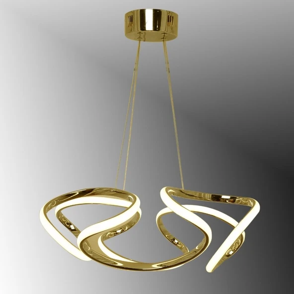 TT307-40-SR TT Aydınlatma Helezon Modeli Sarı Kaplama Led Avize ürün görseli 1