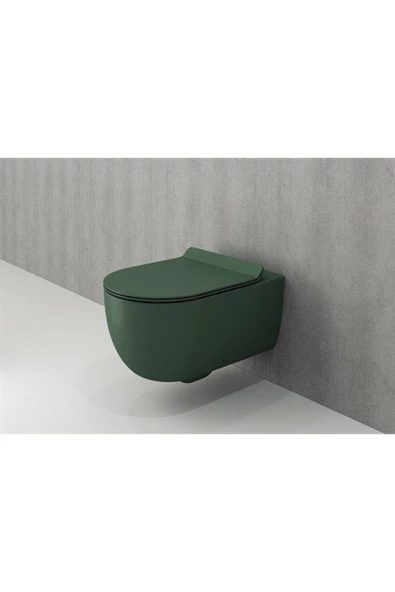 V-tondo Rımless Asma Klozet - Mat Yeşil 1416-027-0128+ Kapak Dahil A0301-027