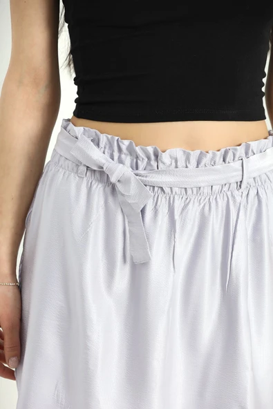 Kuşaklı Mini Etek Dumangri - 4