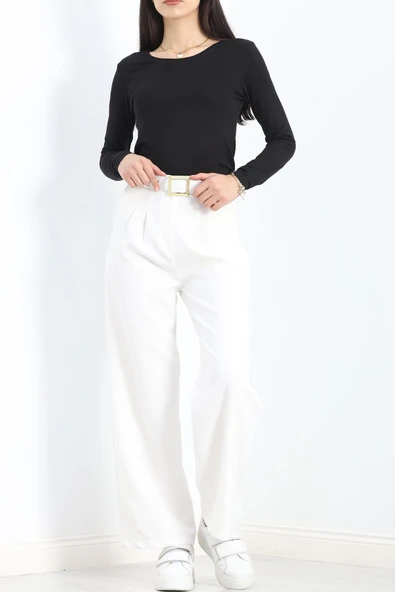 Kemerli Palazzo Pantolon Siyah - 2