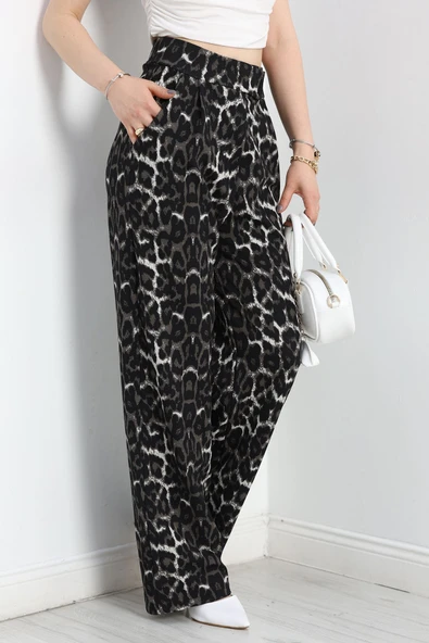 Kemer Cırtlı Krep Pantolon Antileopar - 5