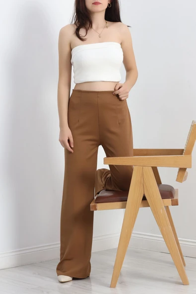 Krep Palazzo Pantolon Bisküvi - 6