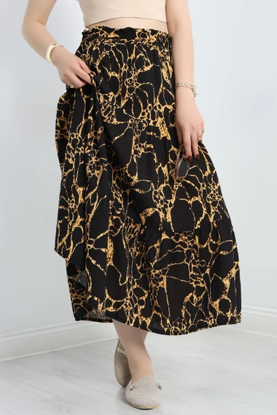 Desenli Viskon Etek Siyahsarı - 2