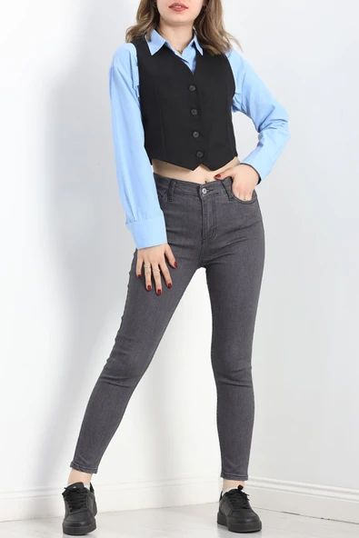 Dar Paça Kot Pantolon Füme - 8