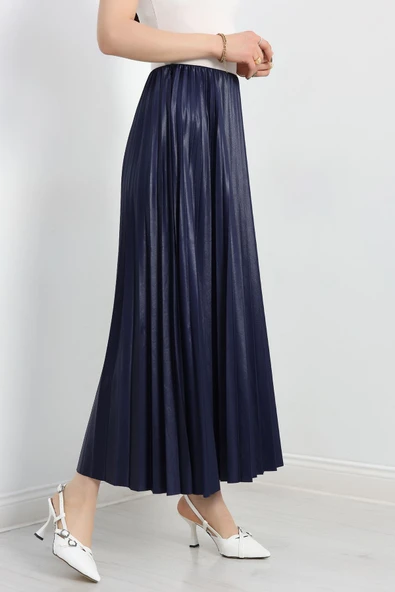 Pileli Etek Lacivert - 5