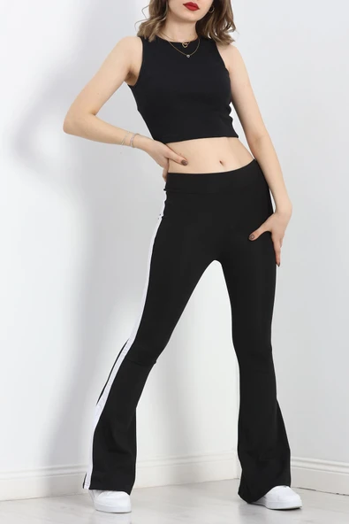 Tek Şeritli İspanyol Paça Tayt Siyah - 4