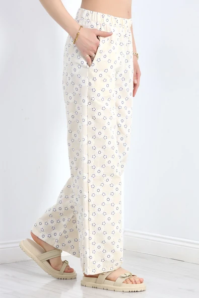 Nakışlı Dokuma Pantolon Bejindigo - Resim 3