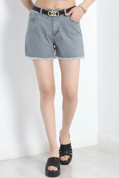 Püsküllü Kot Şort Gritint ürün görseli